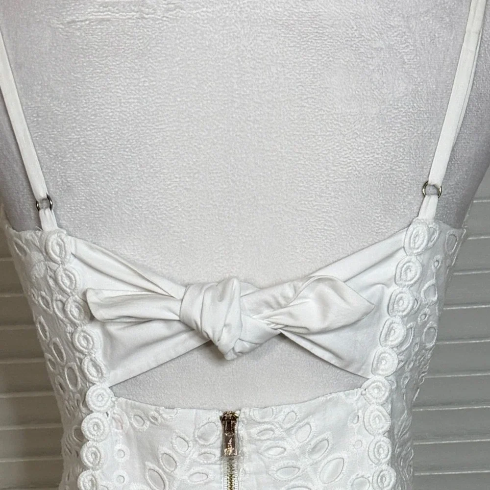 Lilly Pulitzer Shelli Stretch Eyelet Mini Sheath Dress Womens 10 Fitted Resort - Picture 11 of 12